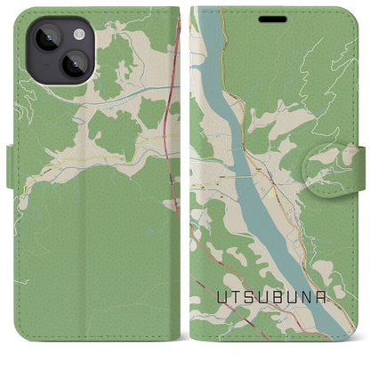 【内船（山梨県）】地図柄iPhoneケース（手帳タイプ）ナチュラル・iPhone 14 Plus 用