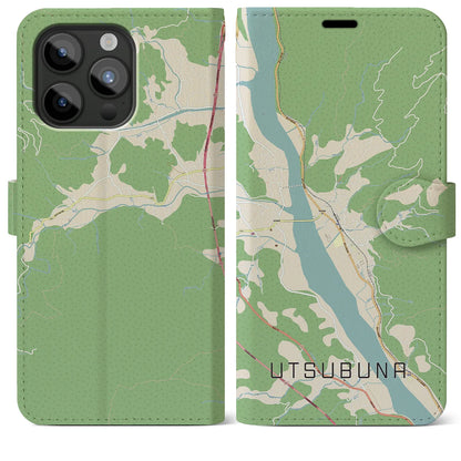 【内船（山梨県）】地図柄iPhoneケース（手帳タイプ）ナチュラル・iPhone 15 Pro Max 用