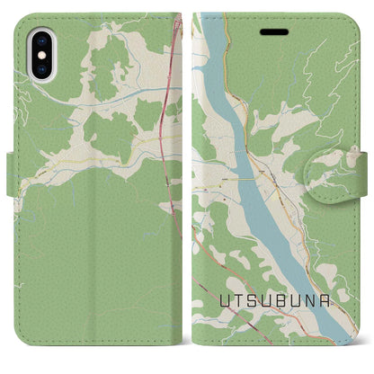 【内船（山梨県）】地図柄iPhoneケース（手帳タイプ）ナチュラル・iPhone XS Max 用