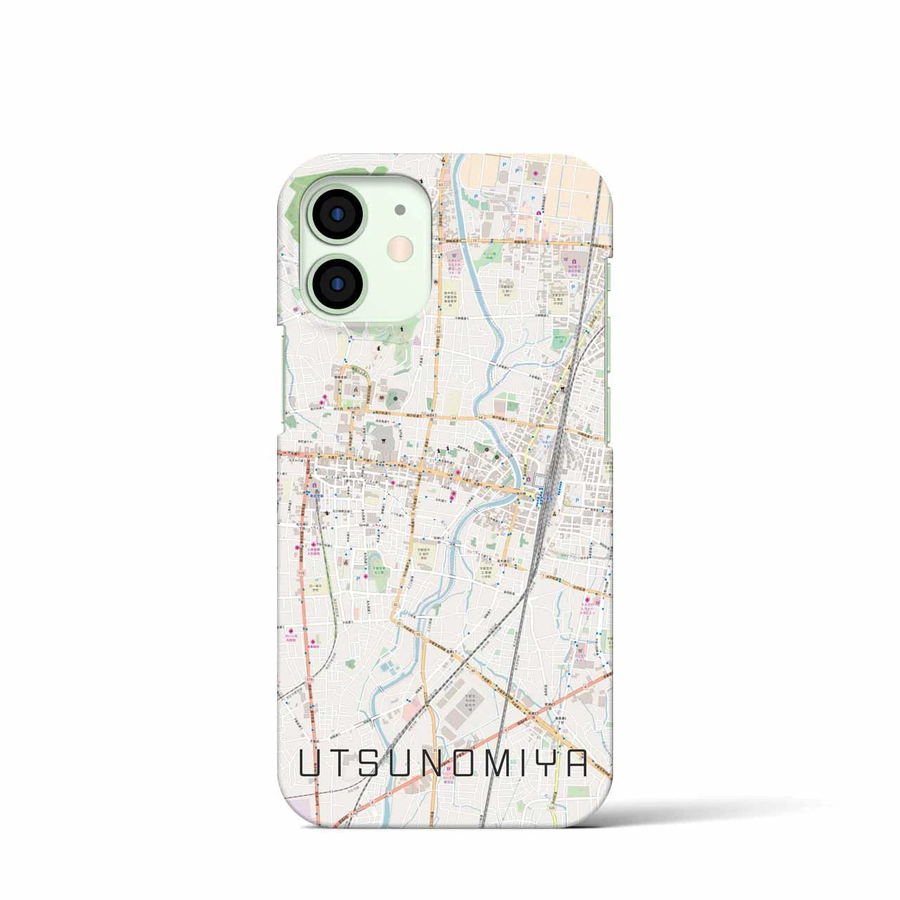 【宇都宮】地図柄iPhoneケース（バックカバータイプ・ナチュラル）iPhone 12 mini 用