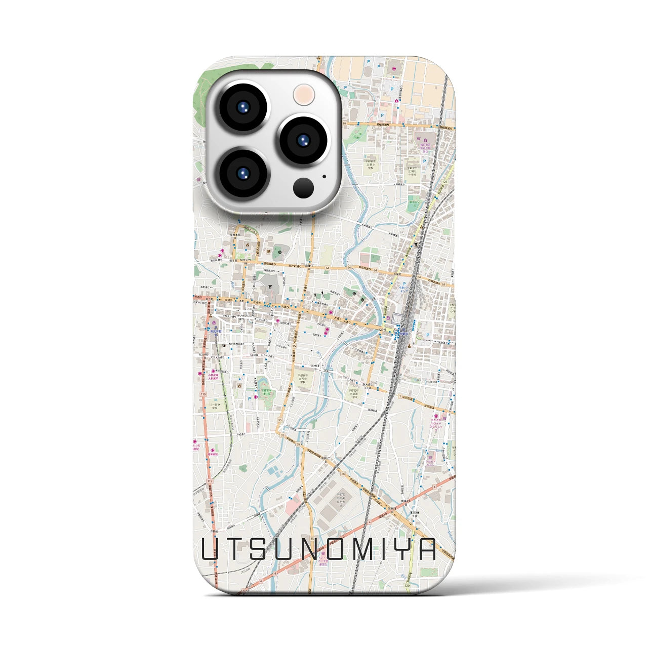 【宇都宮】地図柄iPhoneケース（バックカバータイプ・ナチュラル）iPhone 13 Pro 用