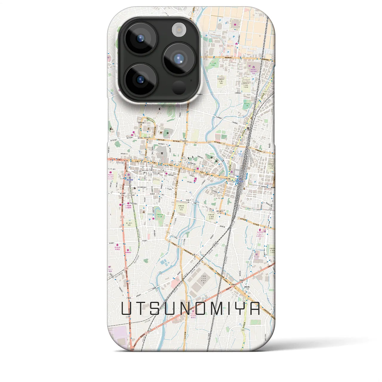 【宇都宮】地図柄iPhoneケース（バックカバータイプ・ナチュラル）iPhone 15 Pro Max 用