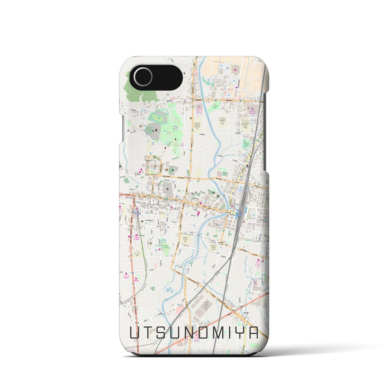 【宇都宮】地図柄iPhoneケース（バックカバータイプ・ナチュラル）iPhone SE（第3 / 第2世代） / 8 / 7 / 6s / 6 用