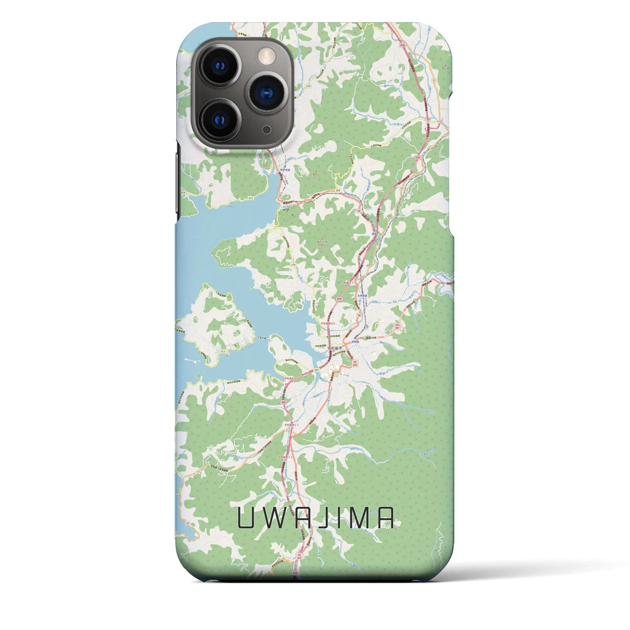 【宇和島】地図柄iPhoneケース（バックカバータイプ・ナチュラル）iPhone 11 Pro Max 用