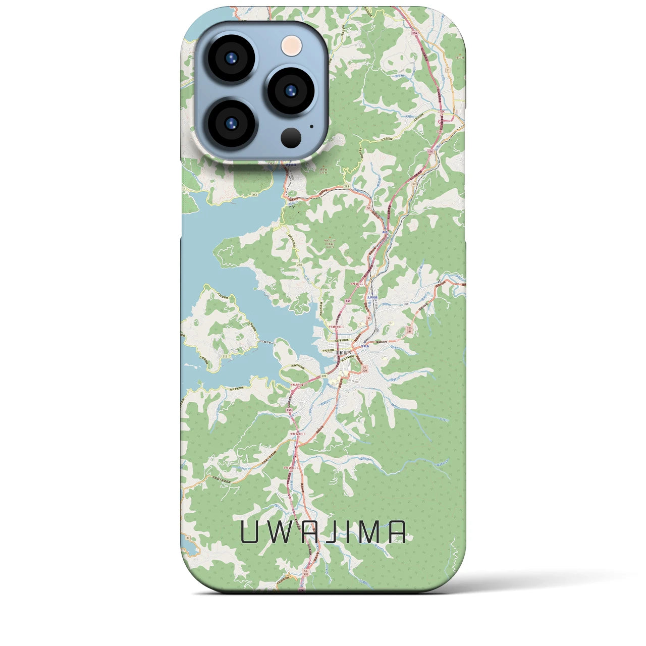 【宇和島】地図柄iPhoneケース（バックカバータイプ・ナチュラル）iPhone 13 Pro Max 用
