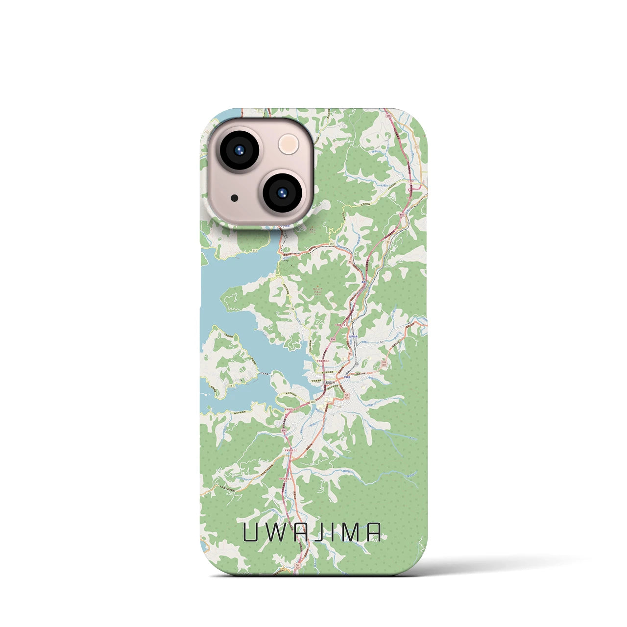【宇和島】地図柄iPhoneケース（バックカバータイプ・ナチュラル）iPhone 13 mini 用
