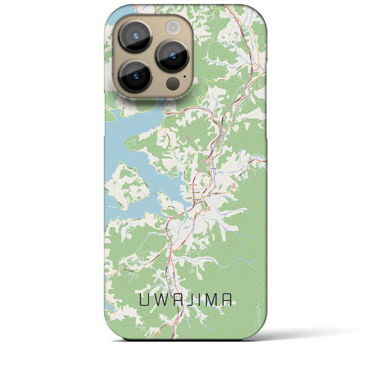 【宇和島】地図柄iPhoneケース（バックカバータイプ・ナチュラル）iPhone 14 Pro Max 用