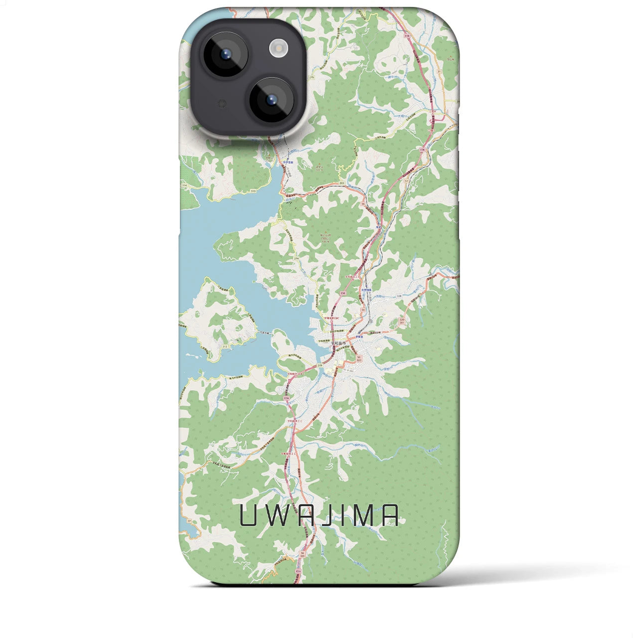 【宇和島】地図柄iPhoneケース（バックカバータイプ・ナチュラル）iPhone 14 Plus 用