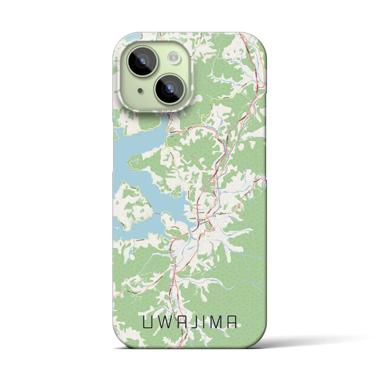 【宇和島】地図柄iPhoneケース（バックカバータイプ・ナチュラル）iPhone 15 用