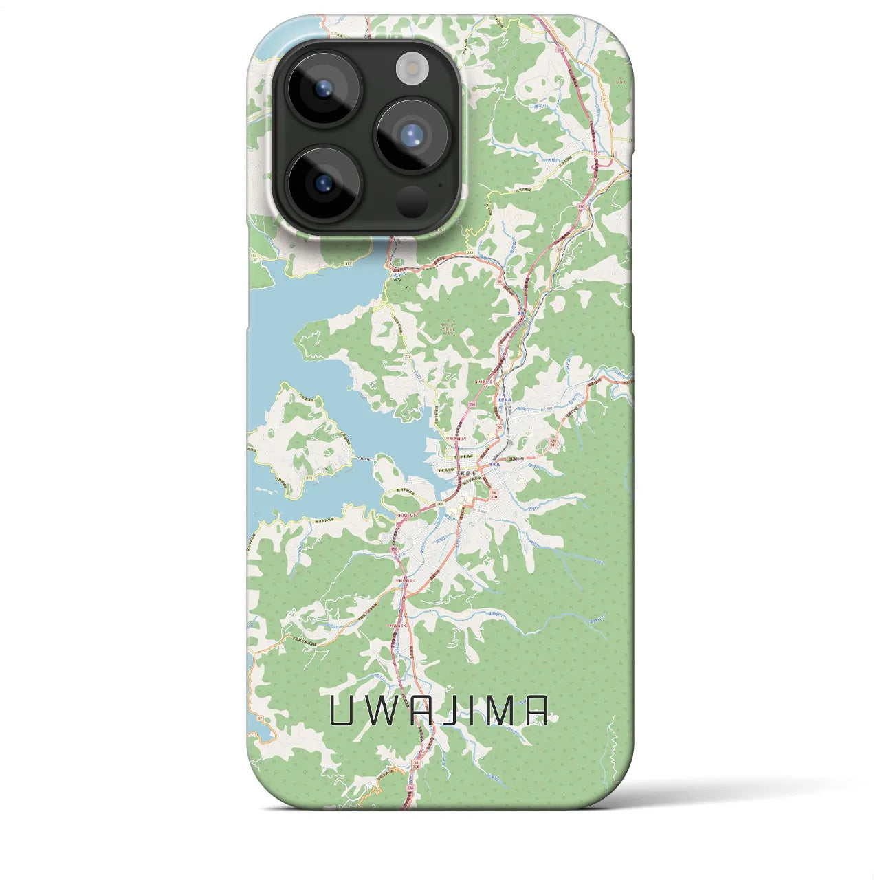 【宇和島】地図柄iPhoneケース（バックカバータイプ・ナチュラル）iPhone 15 Pro Max 用