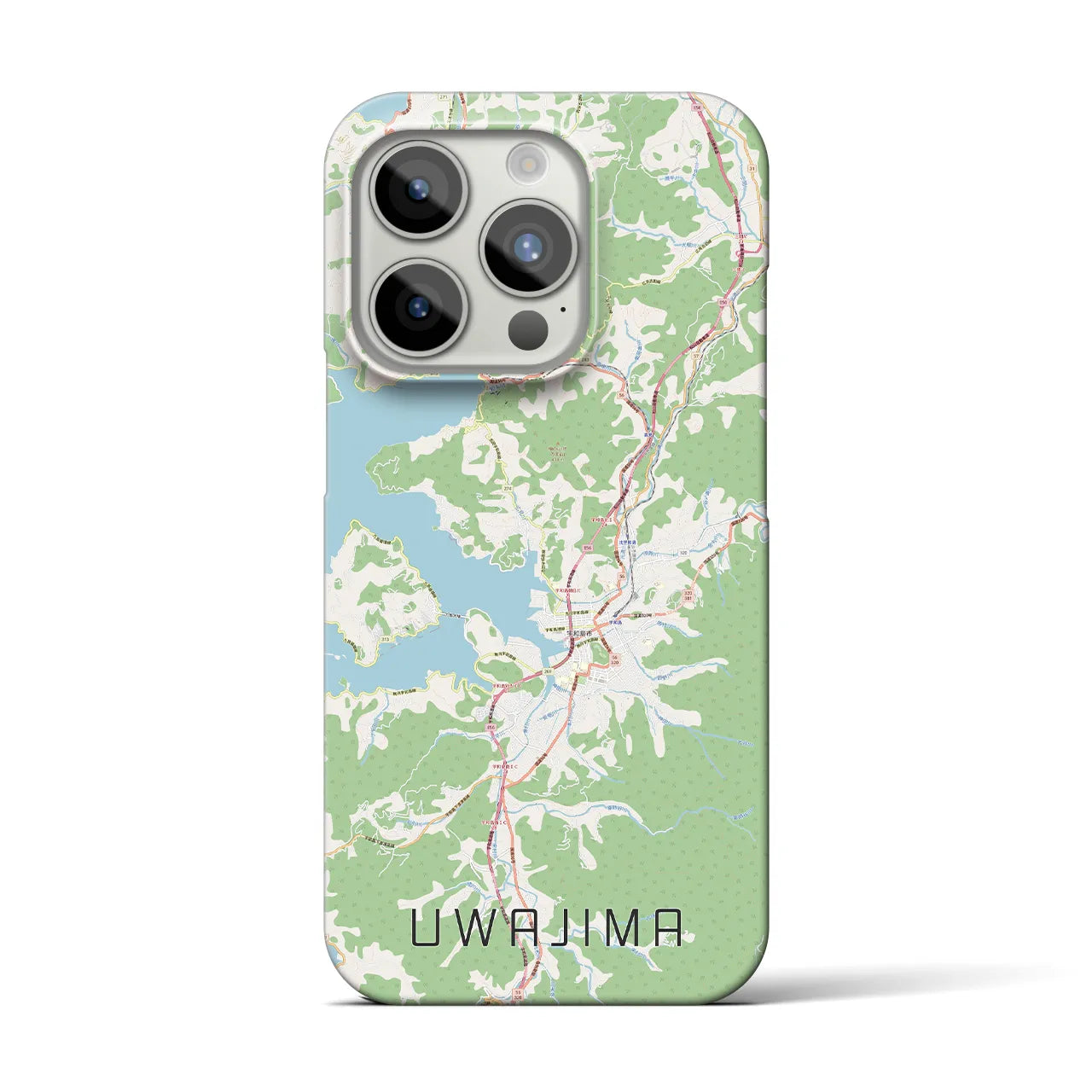 【宇和島】地図柄iPhoneケース（バックカバータイプ・ナチュラル）iPhone 15 Pro 用