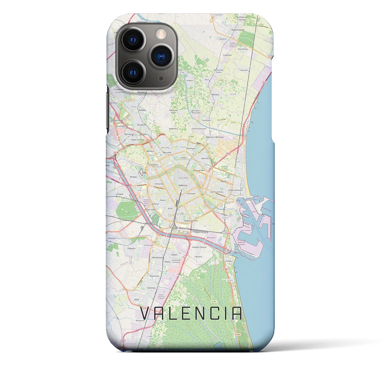 【バレンシア】地図柄iPhoneケース（バックカバータイプ・ナチュラル）iPhone 11 Pro Max 用