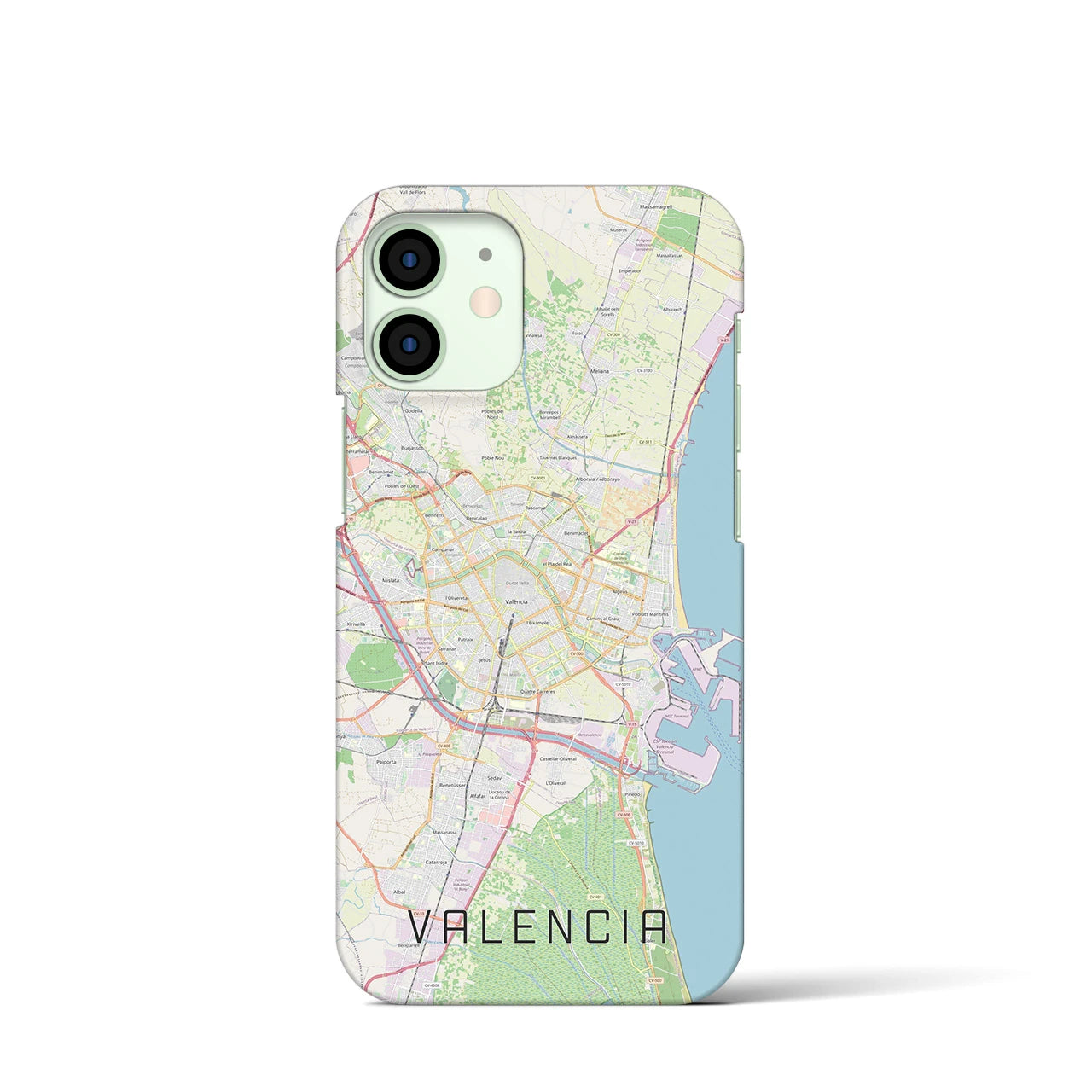 【バレンシア】地図柄iPhoneケース（バックカバータイプ・ナチュラル）iPhone 12 mini 用