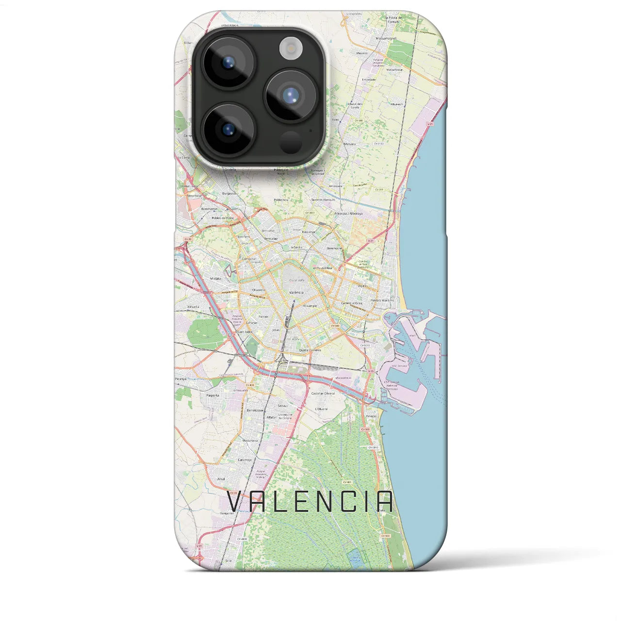 【バレンシア】地図柄iPhoneケース（バックカバータイプ・ナチュラル）iPhone 15 Pro Max 用