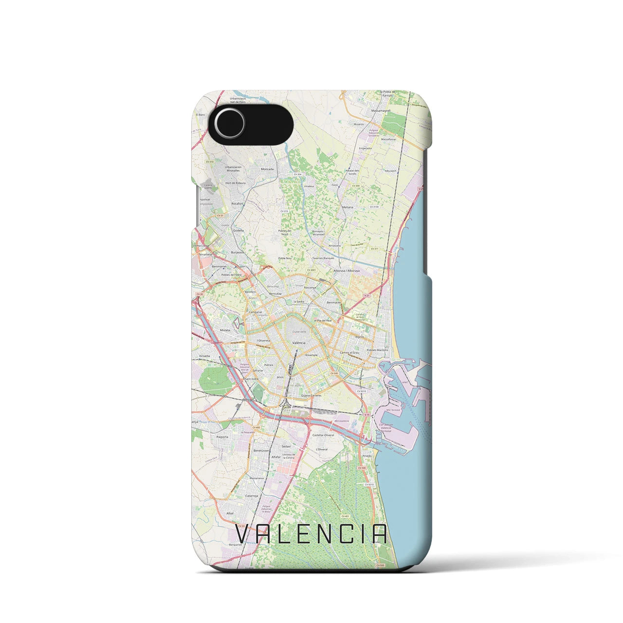 【バレンシア】地図柄iPhoneケース（バックカバータイプ・ナチュラル）iPhone SE（第3 / 第2世代） / 8 / 7 / 6s / 6 用