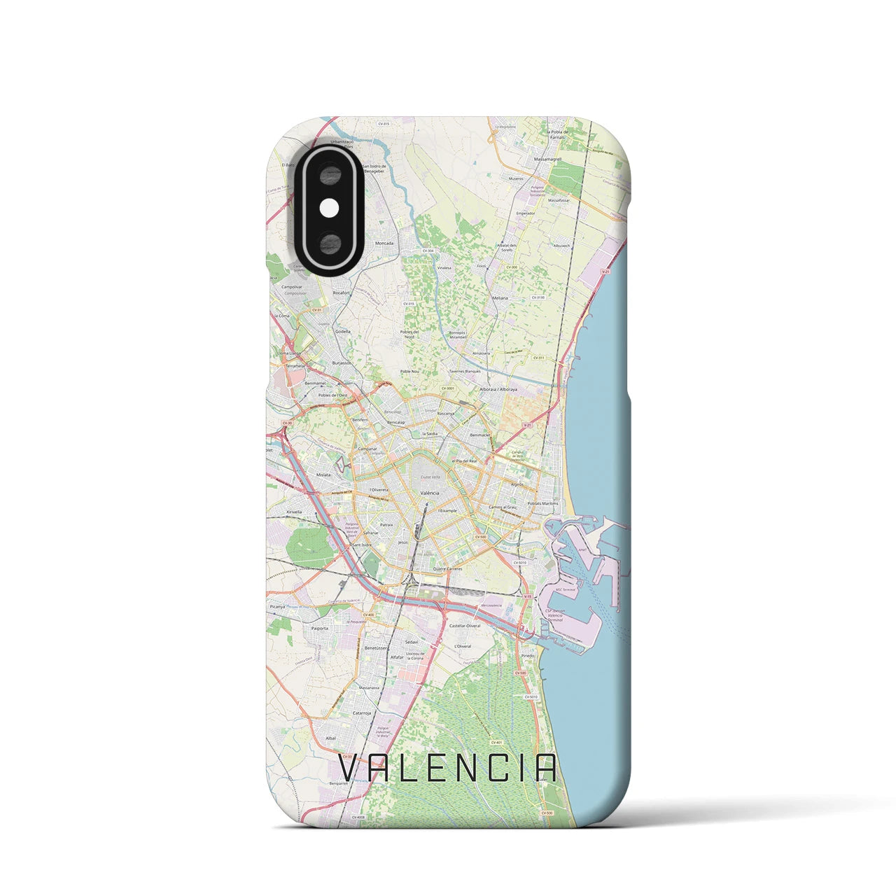 【バレンシア】地図柄iPhoneケース（バックカバータイプ・ナチュラル）iPhone XS / X 用