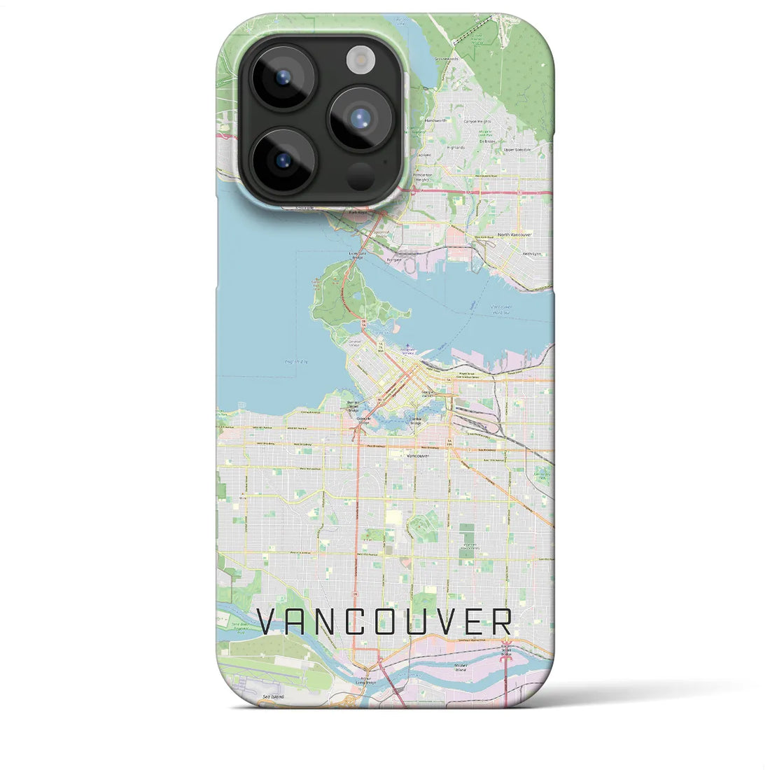 【バンクーバー】地図柄iPhoneケース（バックカバータイプ・ナチュラル）iPhone 15 Pro Max 用
