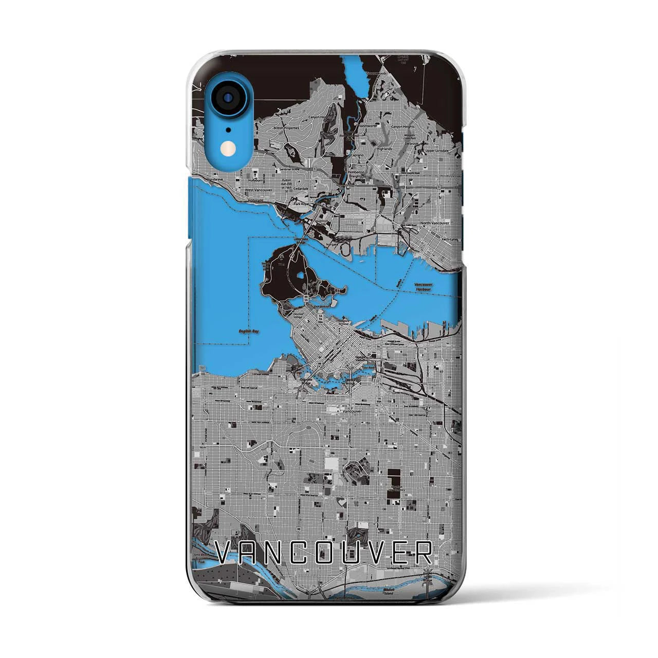 【バンクーバー】地図柄iPhoneケース（クリアタイプ・モノトーン）iPhone XR 用