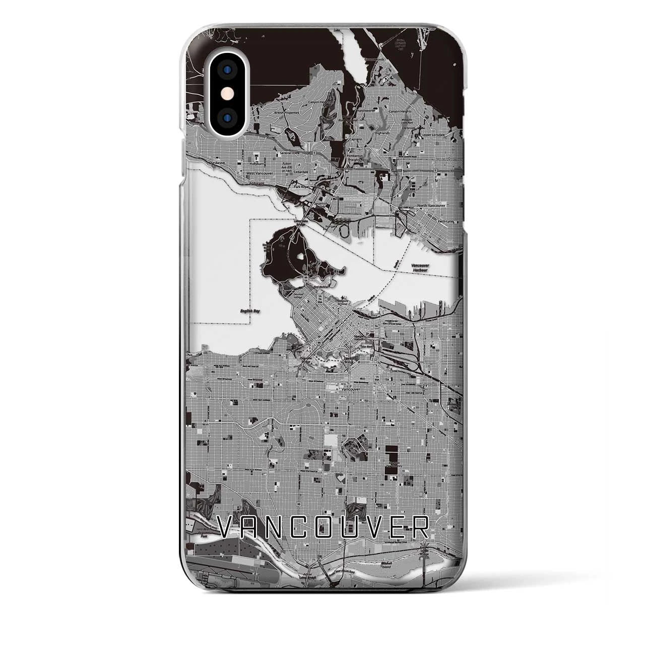 【バンクーバー】地図柄iPhoneケース（クリアタイプ・モノトーン）iPhone XS Max 用