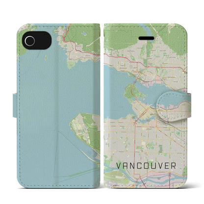 【バンクーバー（カナダ）】地図柄iPhoneケース（手帳タイプ）ナチュラル・iPhone SE（第3 / 第2世代） / 8 / 7 / 6s / 6 用