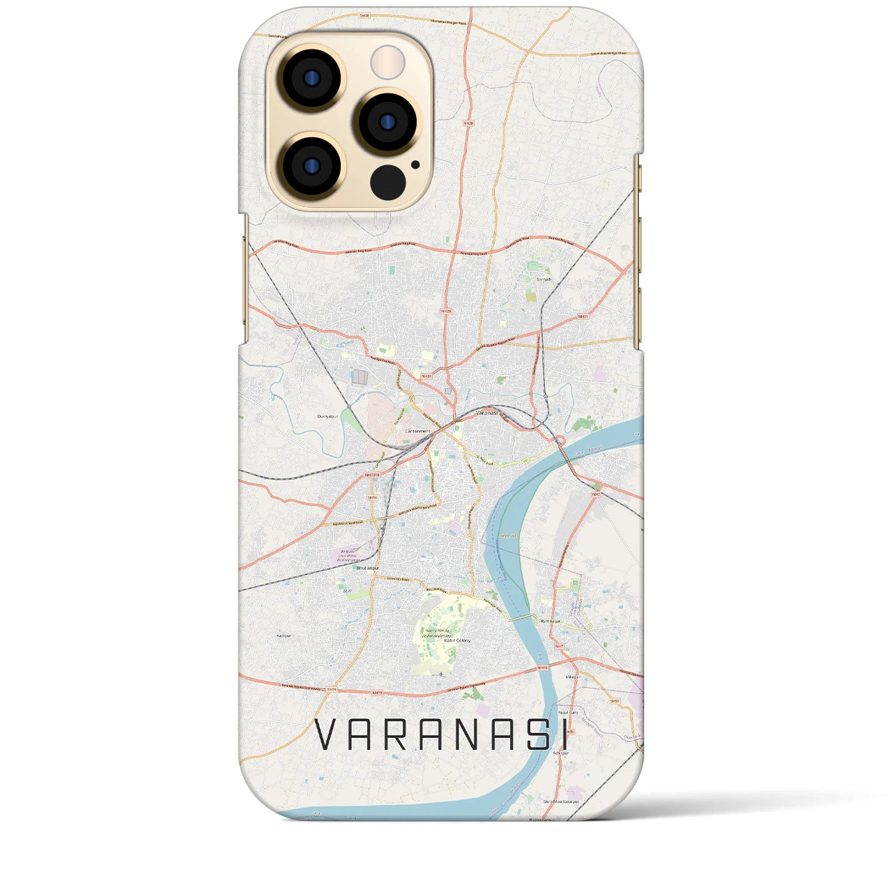 【ヴァーラーナシー】地図柄iPhoneケース（バックカバータイプ・ナチュラル）iPhone 12 Pro Max 用