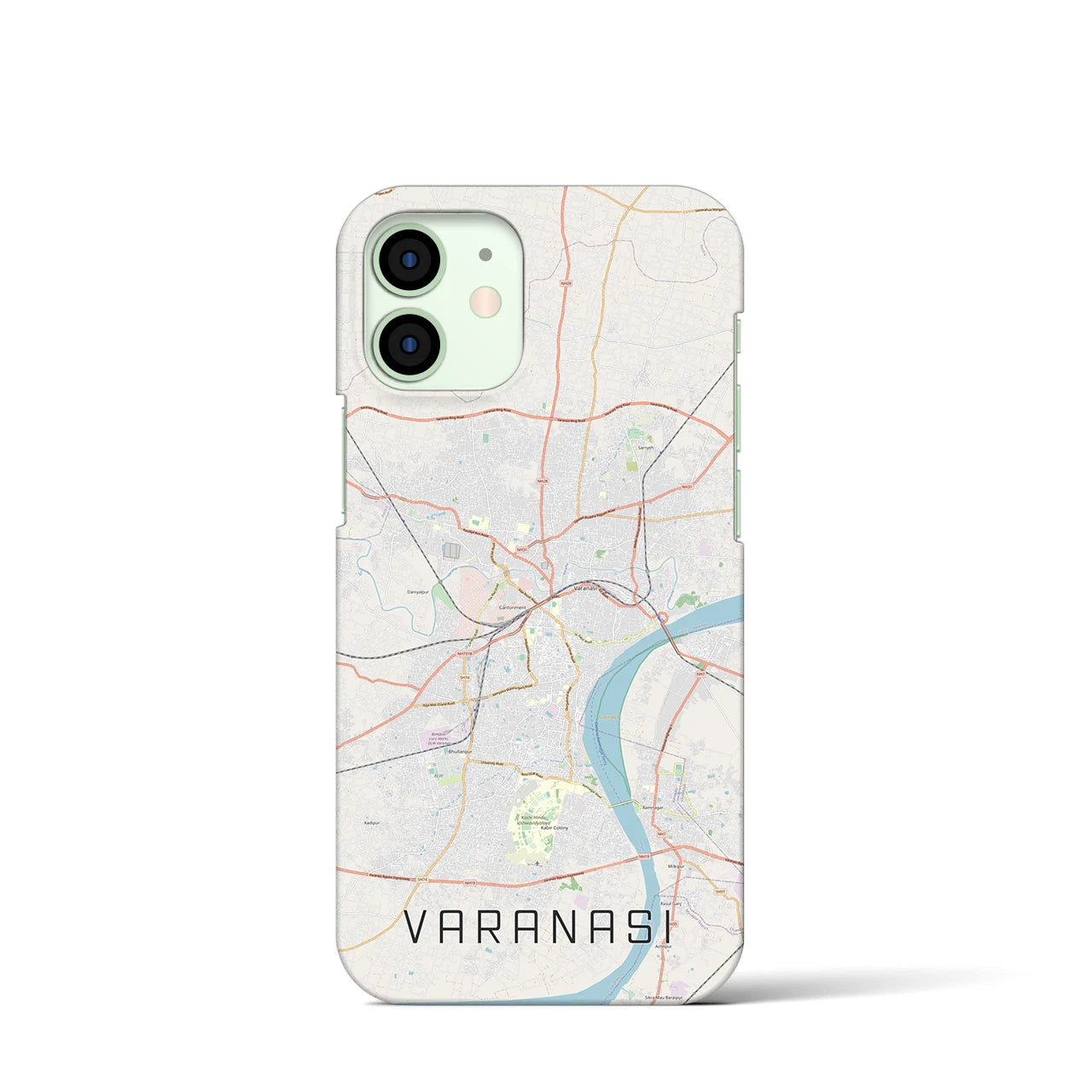 【ヴァーラーナシー】地図柄iPhoneケース（バックカバータイプ・ナチュラル）iPhone 12 mini 用