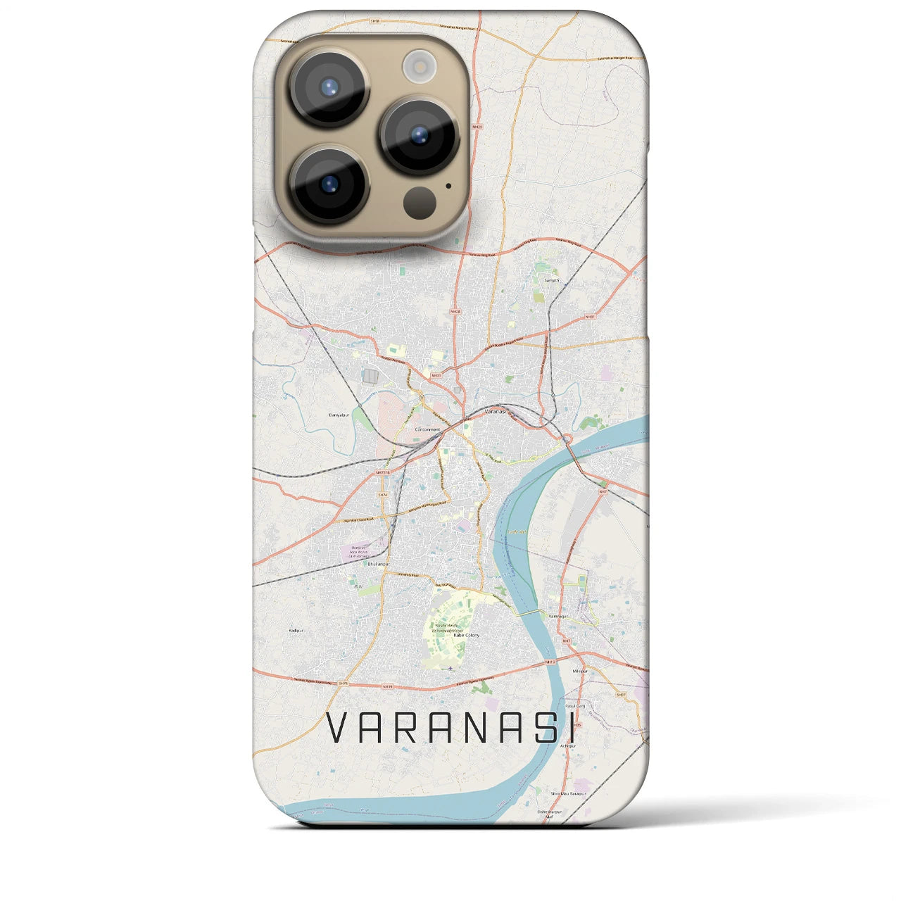 【ヴァーラーナシー】地図柄iPhoneケース（バックカバータイプ・ナチュラル）iPhone 14 Pro Max 用
