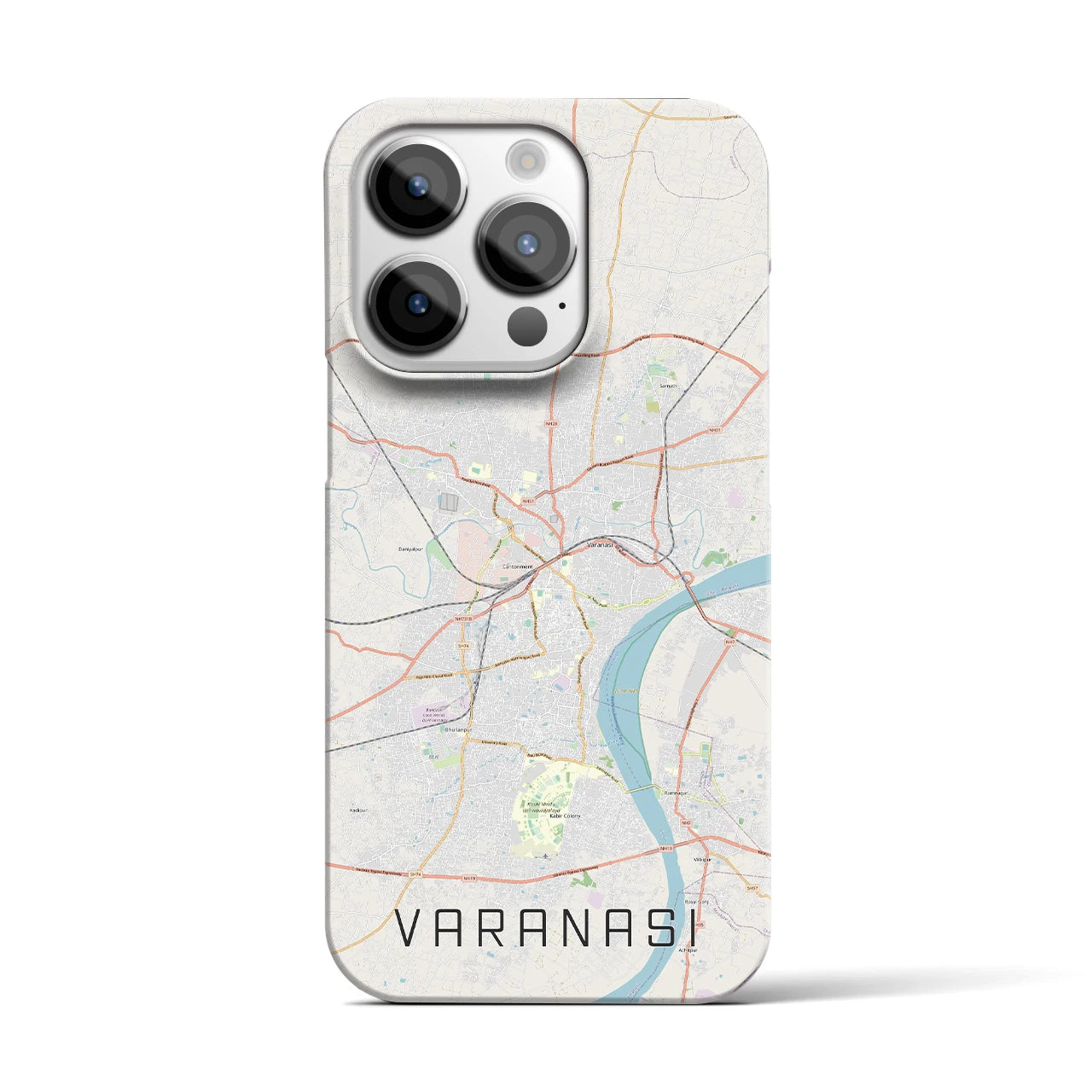 【ヴァーラーナシー】地図柄iPhoneケース（バックカバータイプ・ナチュラル）iPhone 14 Pro 用