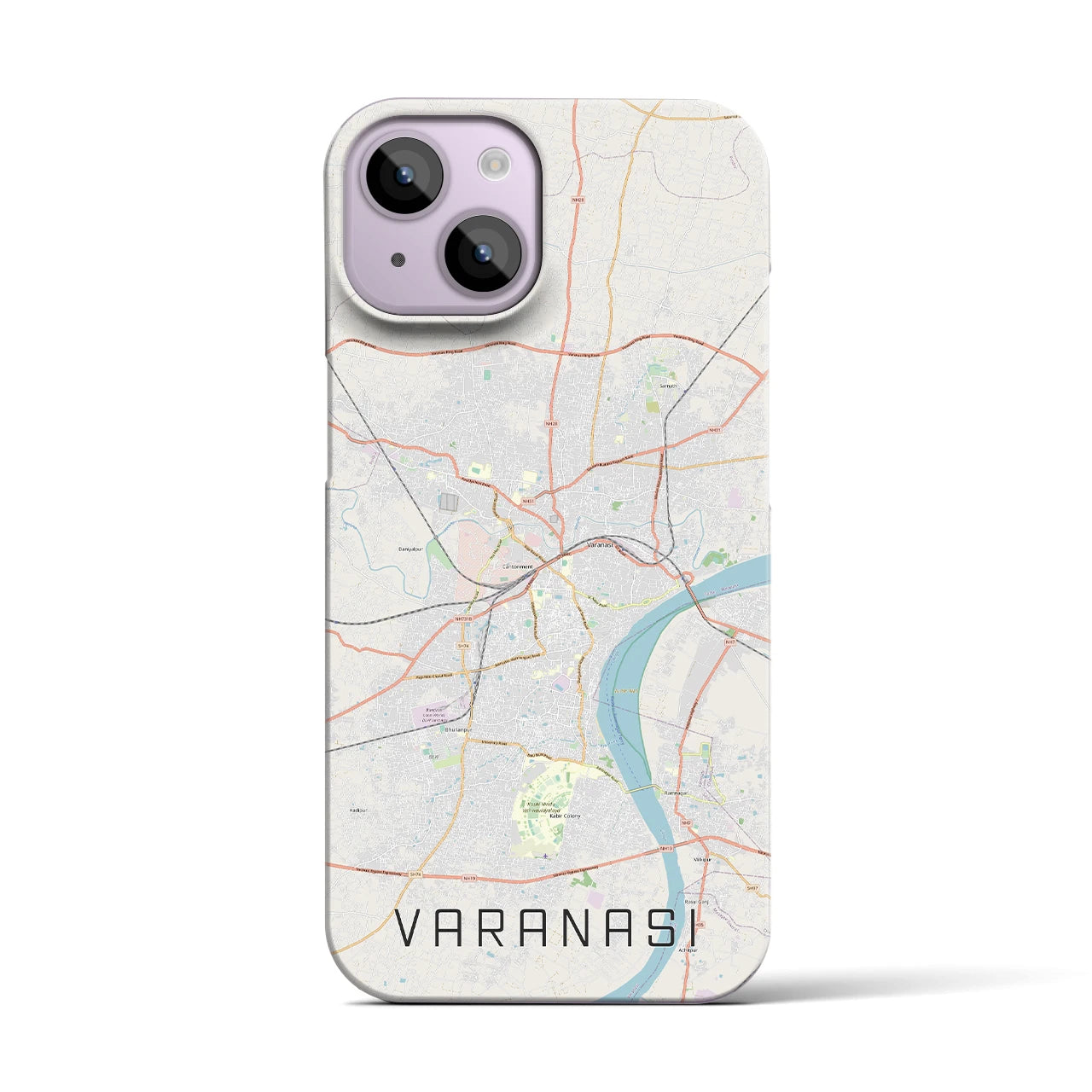 【ヴァーラーナシー】地図柄iPhoneケース（バックカバータイプ・ナチュラル）iPhone 14 用