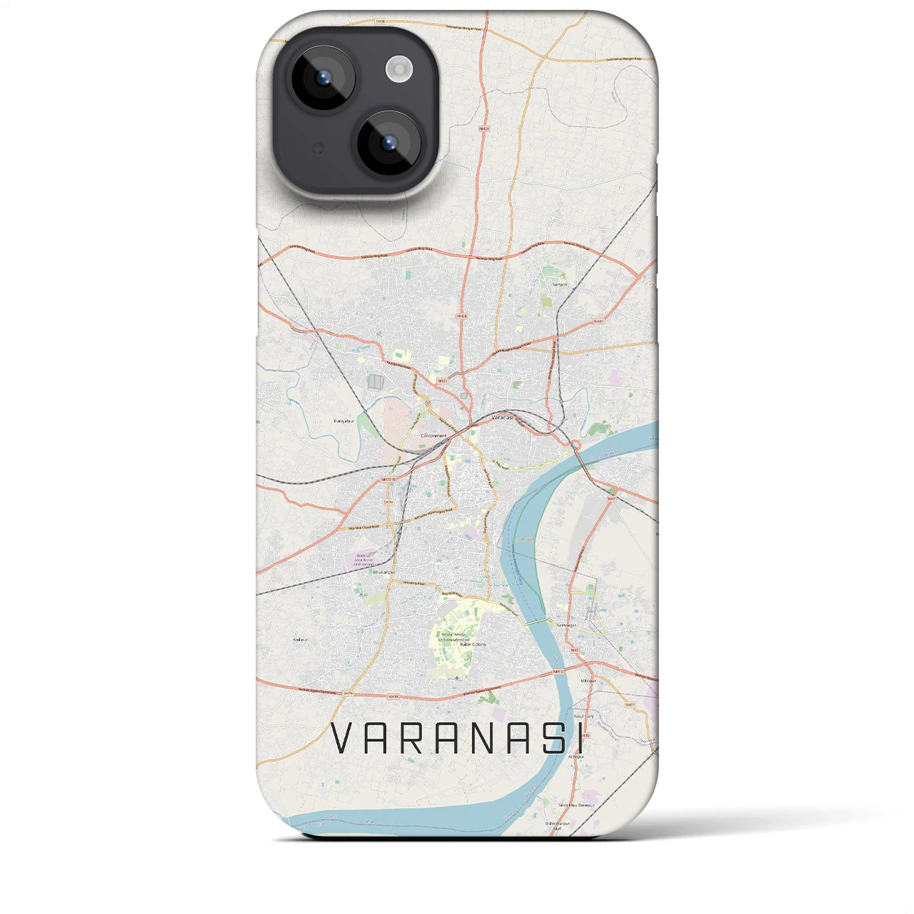 【ヴァーラーナシー】地図柄iPhoneケース（バックカバータイプ・ナチュラル）iPhone 14 Plus 用