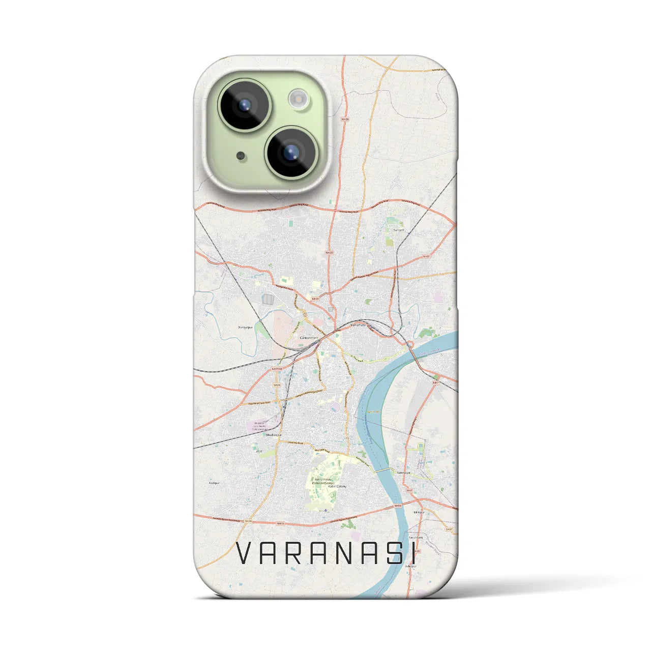 【ヴァーラーナシー】地図柄iPhoneケース（バックカバータイプ・ナチュラル）iPhone 15 用