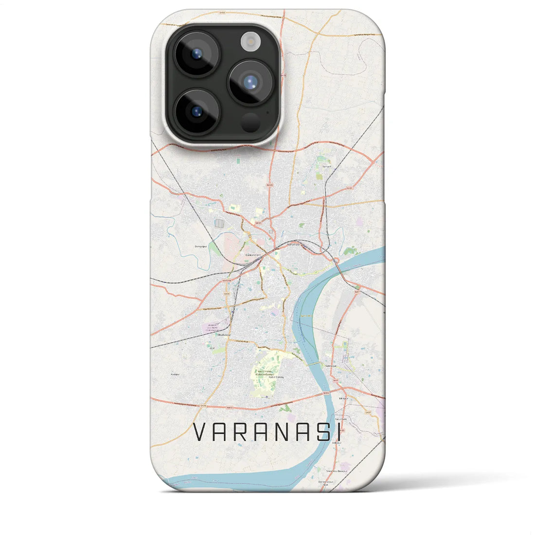 【ヴァーラーナシー】地図柄iPhoneケース（バックカバータイプ・ナチュラル）iPhone 15 Pro Max 用