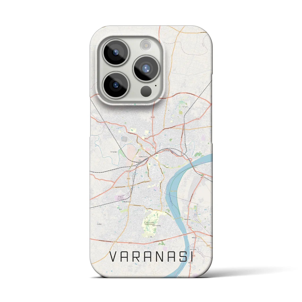 【ヴァーラーナシー】地図柄iPhoneケース（バックカバータイプ・ナチュラル）iPhone 15 Pro 用