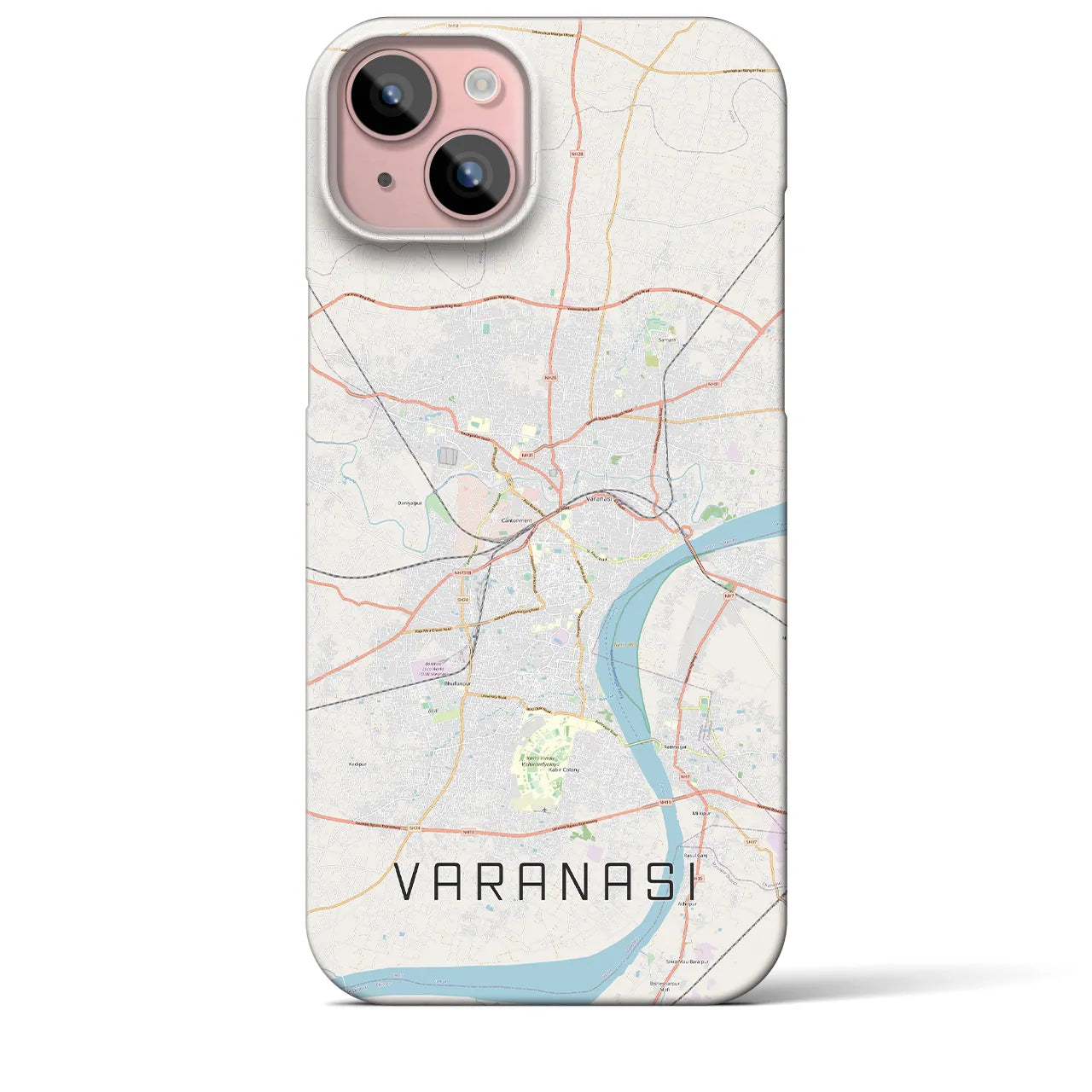 【ヴァーラーナシー】地図柄iPhoneケース（バックカバータイプ・ナチュラル）iPhone 15 Plus 用