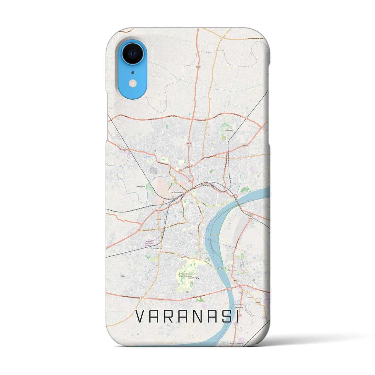 【ヴァーラーナシー】地図柄iPhoneケース（バックカバータイプ・ナチュラル）iPhone XR 用