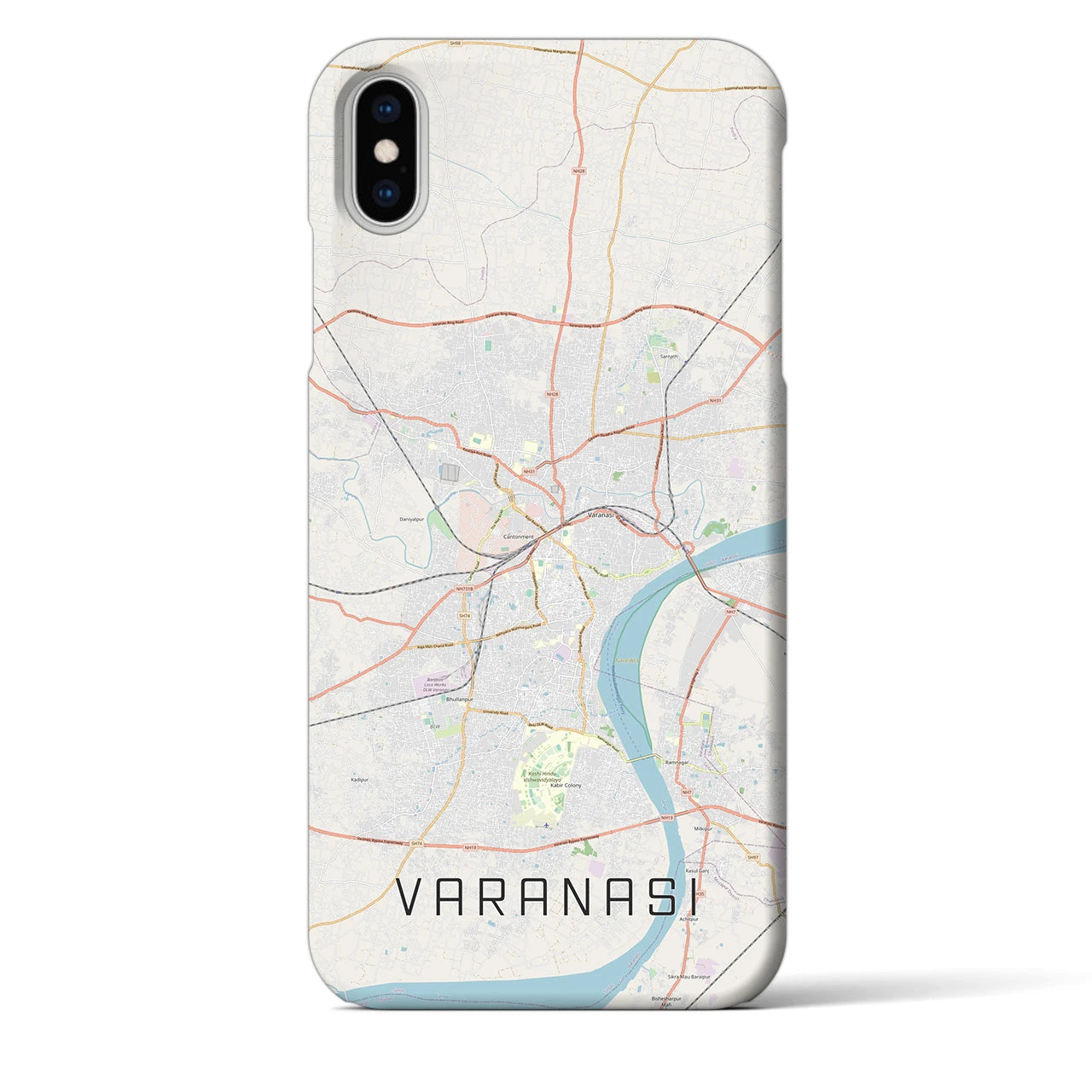 【ヴァーラーナシー】地図柄iPhoneケース（バックカバータイプ・ナチュラル）iPhone XS Max 用