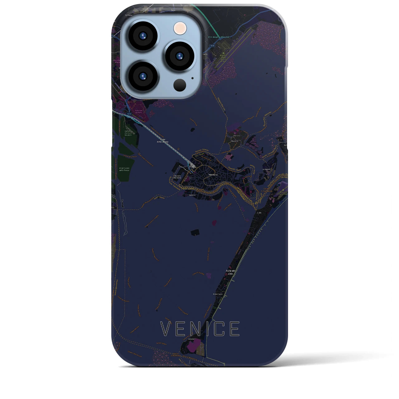 【ヴェネツィア】地図柄iPhoneケース（バックカバータイプ・ブラック）iPhone 13 Pro Max 用