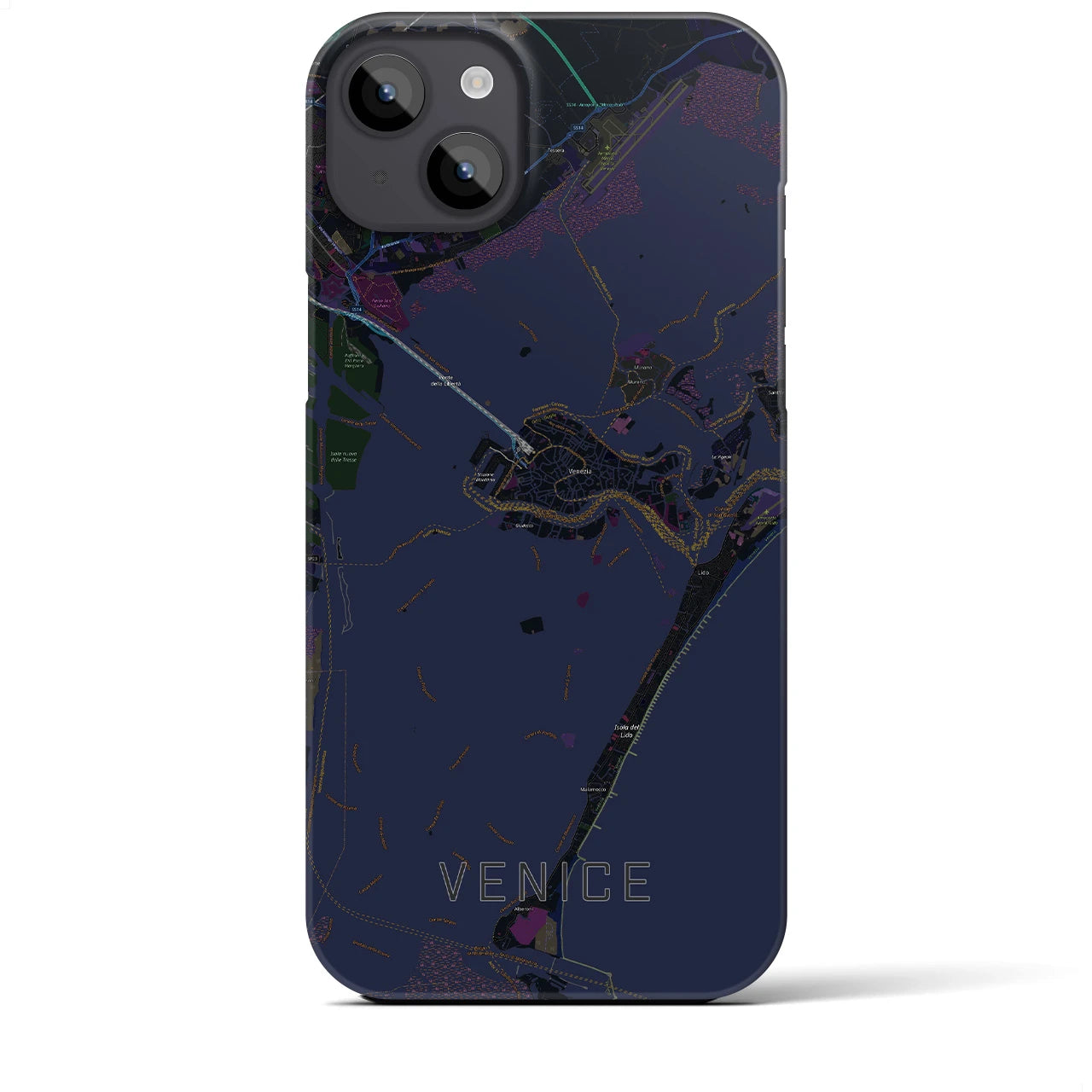 【ヴェネツィア】地図柄iPhoneケース（バックカバータイプ・ブラック）iPhone 14 Plus 用