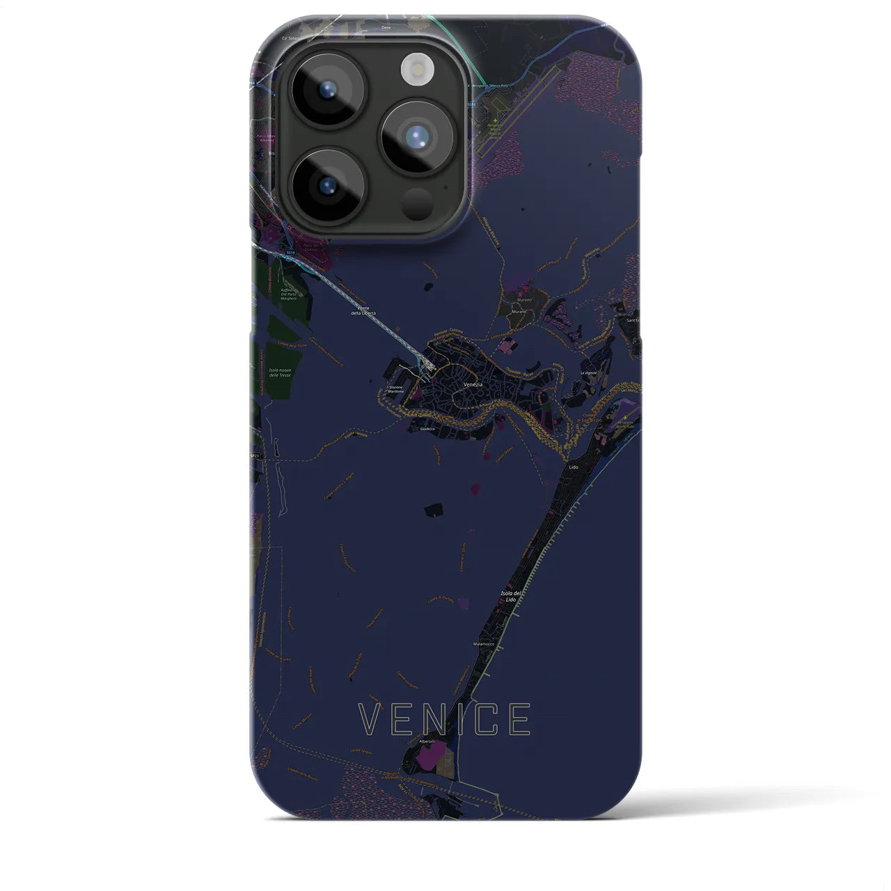 【ヴェネツィア】地図柄iPhoneケース（バックカバータイプ・ブラック）iPhone 15 Pro Max 用