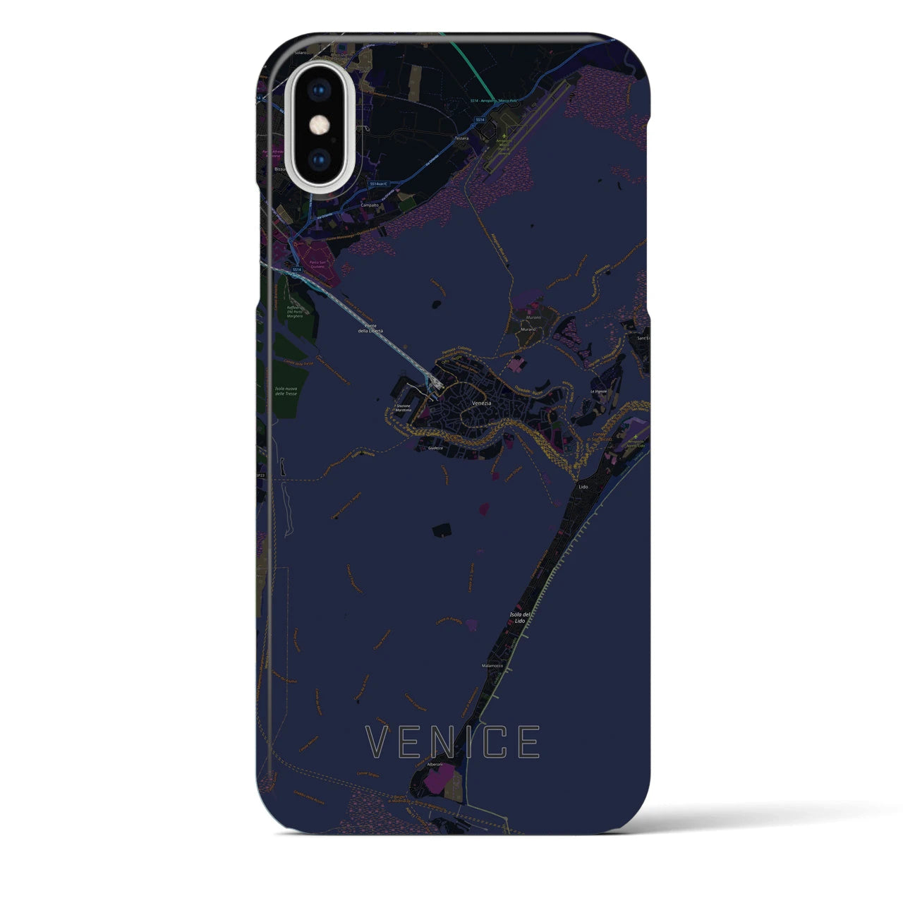 【ヴェネツィア】地図柄iPhoneケース（バックカバータイプ・ブラック）iPhone XS Max 用