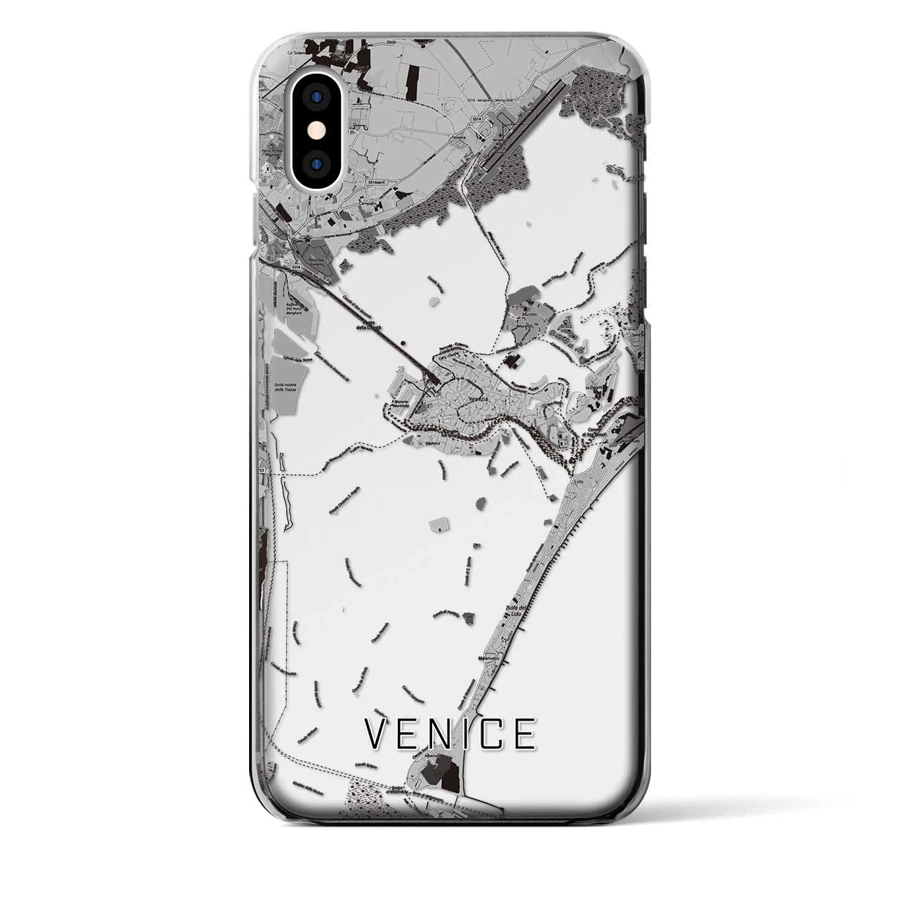 【ヴェネツィア】地図柄iPhoneケース（クリアタイプ・モノトーン）iPhone XS Max 用
