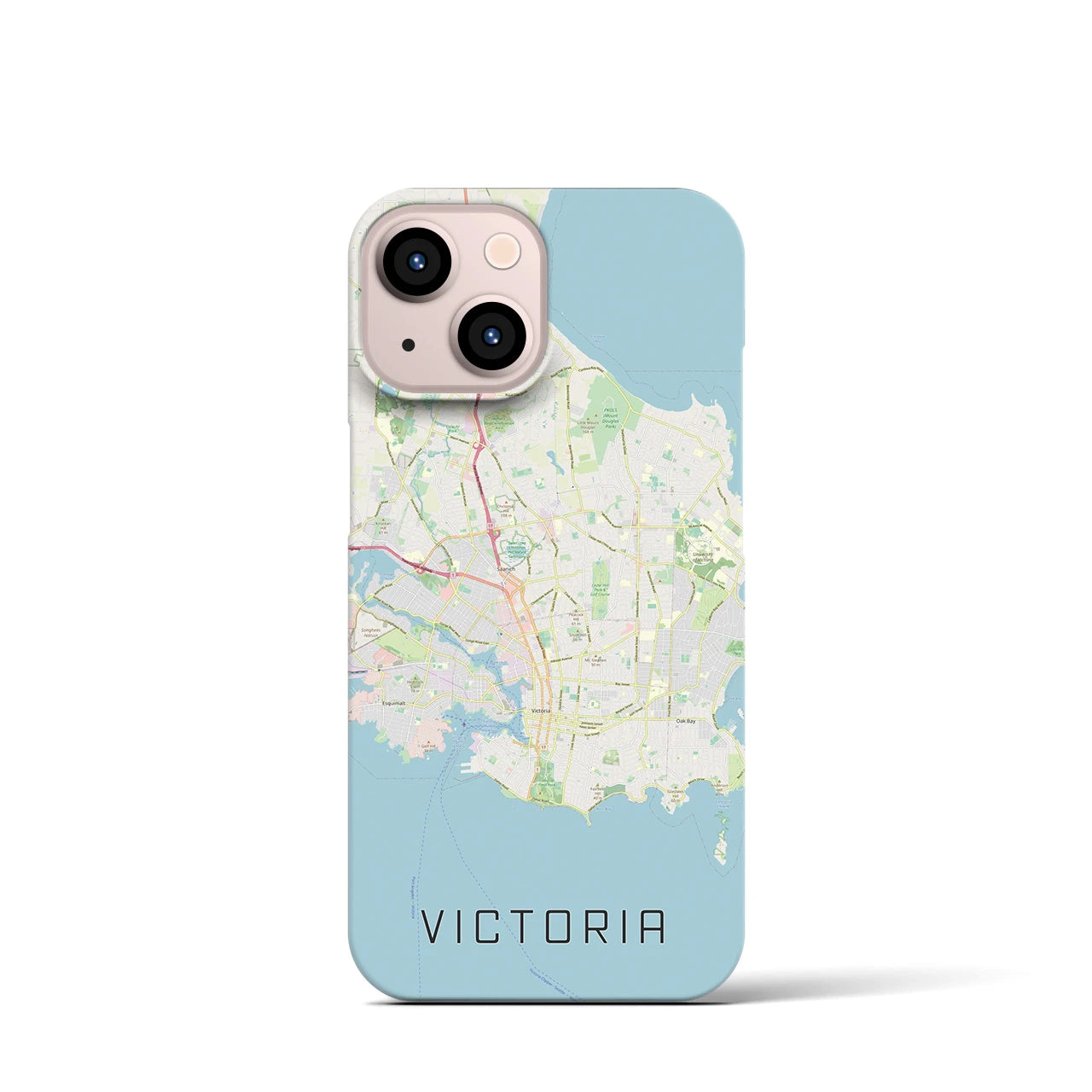 【ビクトリア】地図柄iPhoneケース（バックカバータイプ・ナチュラル）iPhone 13 mini 用