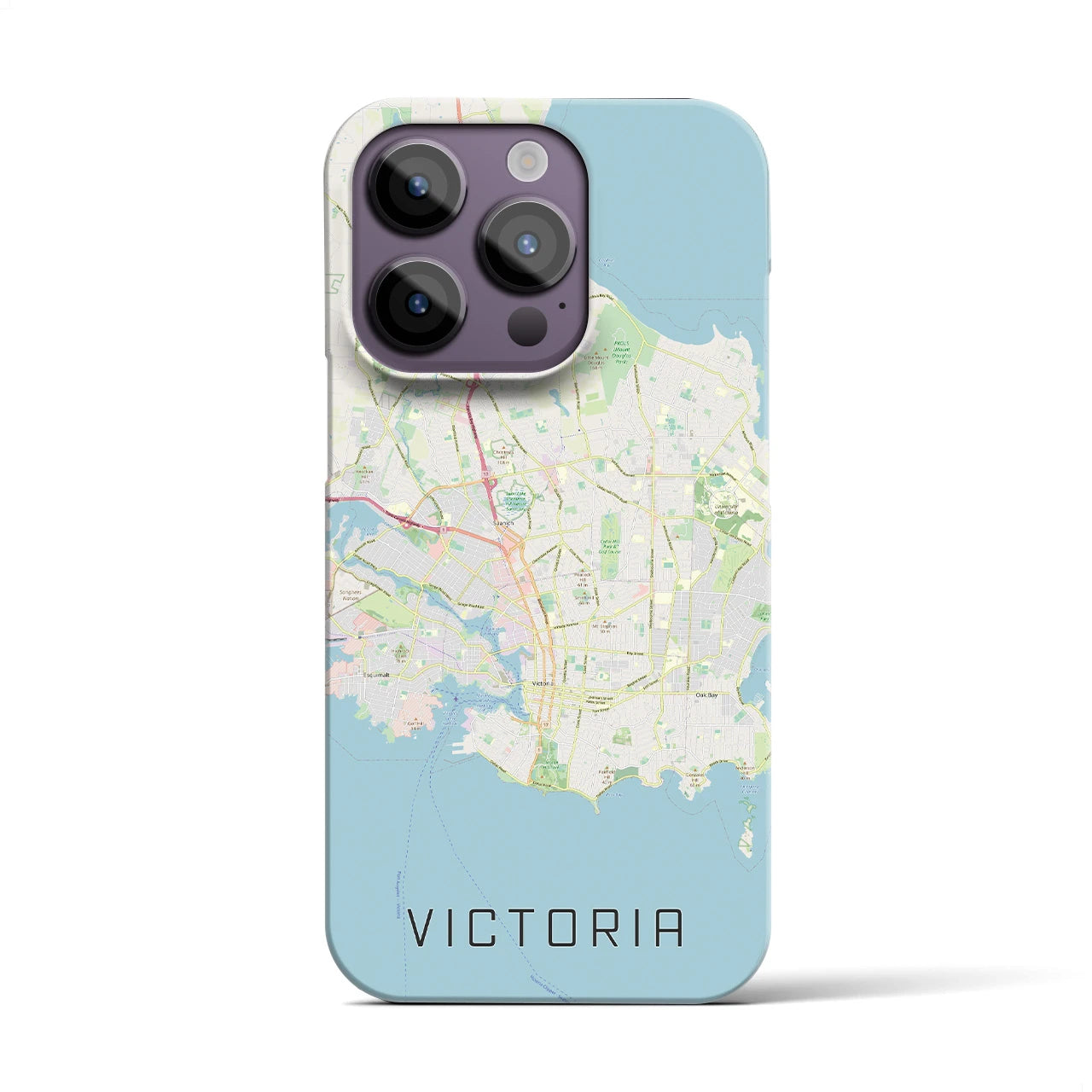 【ビクトリア】地図柄iPhoneケース（バックカバータイプ・ナチュラル）iPhone 14 Pro 用