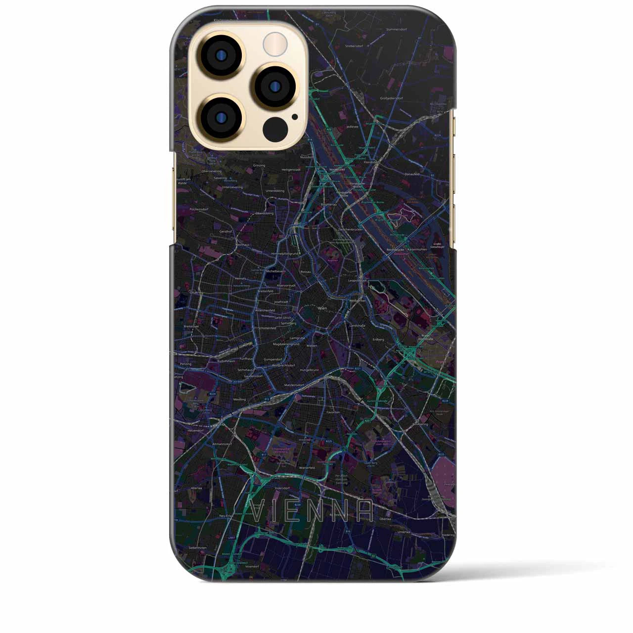 【ウィーン】地図柄iPhoneケース（バックカバータイプ・ブラック）iPhone 12 Pro Max 用