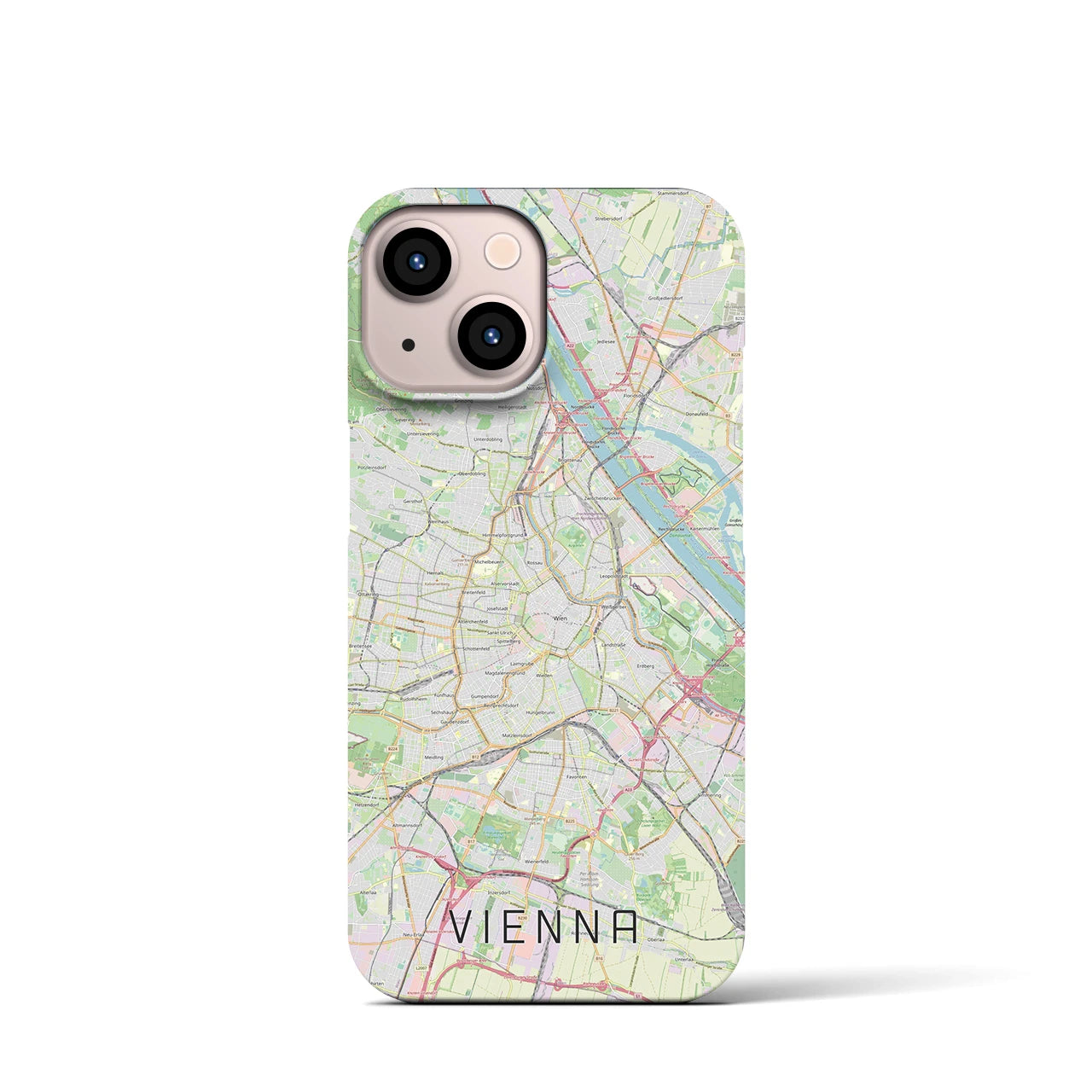 【ウィーン】地図柄iPhoneケース（バックカバータイプ・ナチュラル）iPhone 13 mini 用