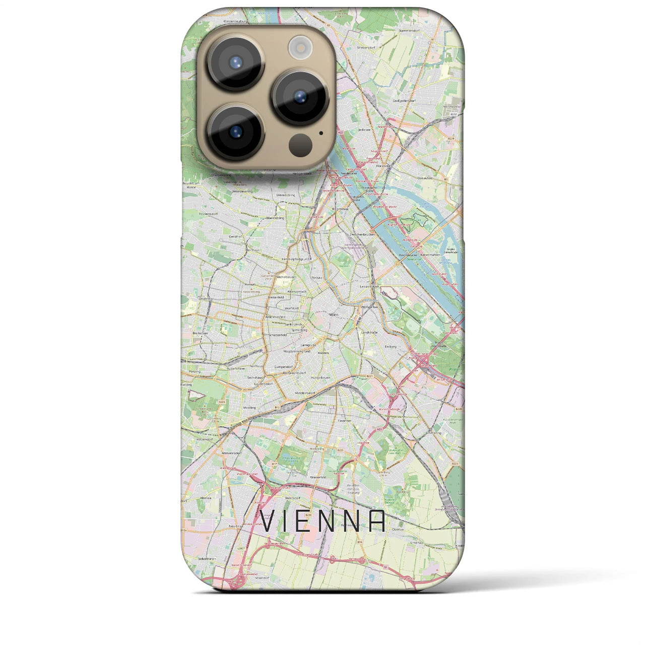 【ウィーン】地図柄iPhoneケース（バックカバータイプ・ナチュラル）iPhone 14 Pro Max 用