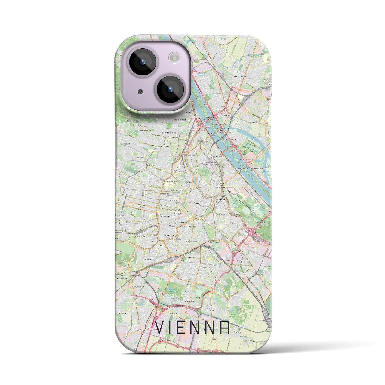 【ウィーン】地図柄iPhoneケース（バックカバータイプ・ナチュラル）iPhone 14 用