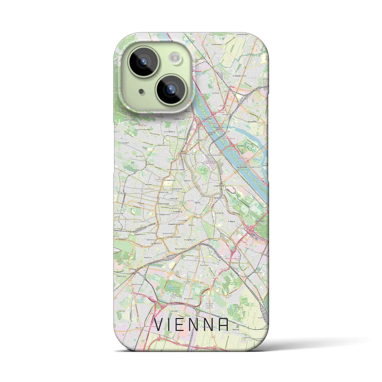 【ウィーン】地図柄iPhoneケース（バックカバータイプ・ナチュラル）iPhone 15 用