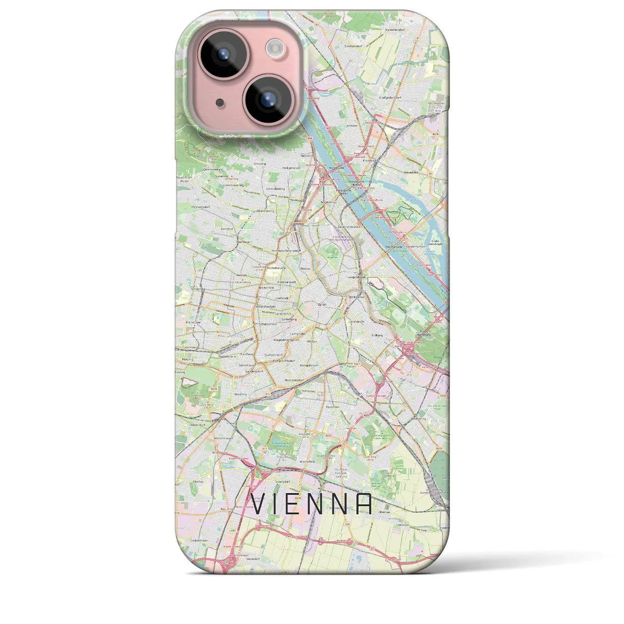 【ウィーン】地図柄iPhoneケース（バックカバータイプ・ナチュラル）iPhone 15 Plus 用