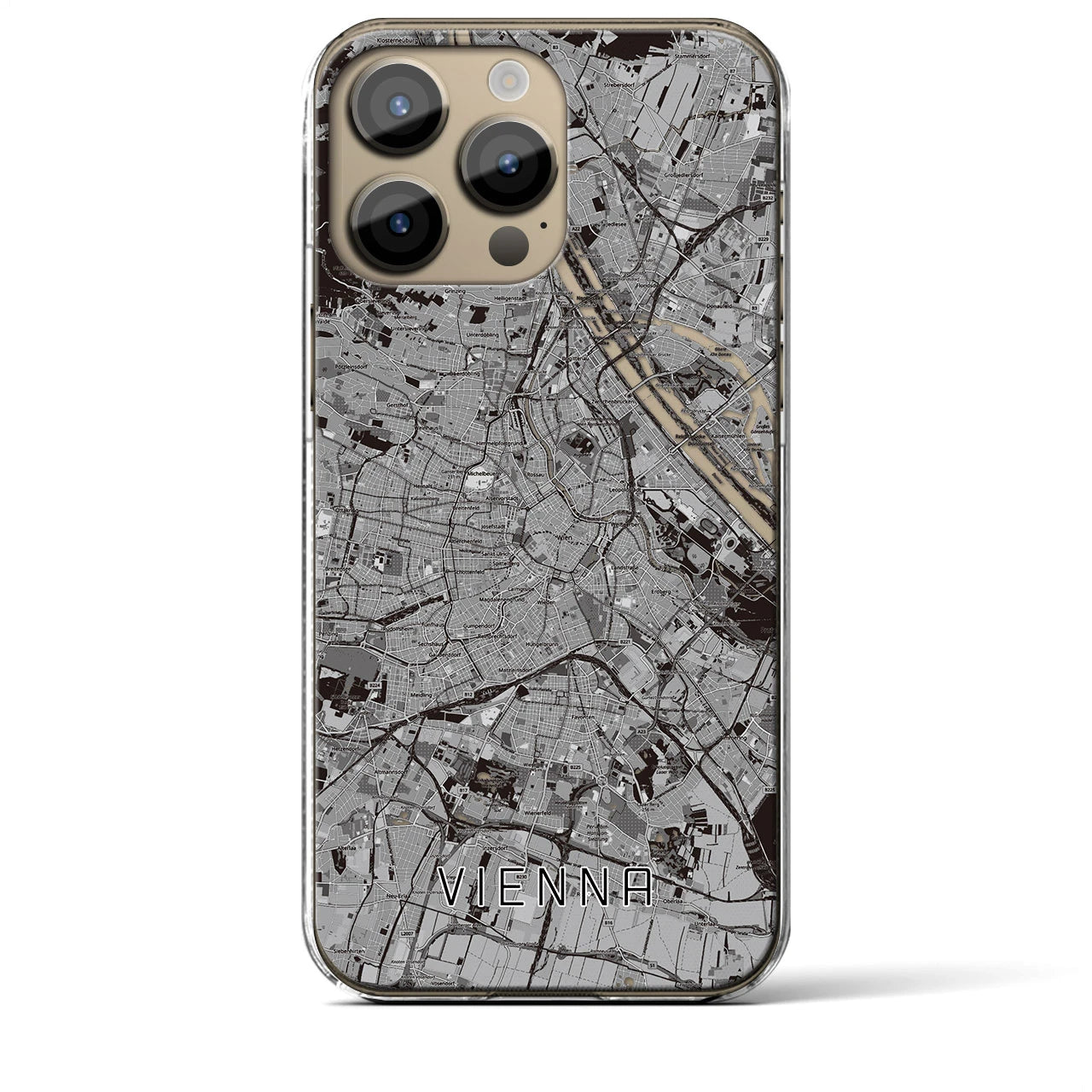 【ウィーン】地図柄iPhoneケース（クリアタイプ・モノトーン）iPhone 14 Pro Max 用